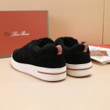 Кроссовки с мехом Loro Piana Newport Walk - Black