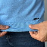 Голубой джемпер Loro Piana Zip Neck