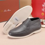 Кожаные лоферы с мехом Loro Piana Open Walk - Grey