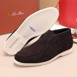 Замшевые лоферы с мехом Loro Piana Open Walk - Brown