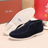 Замшевые лоферы с мехом Loro Piana Open Walk - Navy