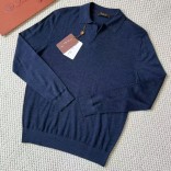 Поло с длинным рукавом Loro Piana Premium - Flower Hide Blue