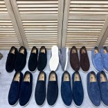 Мужские замшевые лоферы Loro Piana Open Walk - Navy