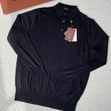 Поло с длинным рукавом Loro Piana Premium - Black Flower Gray