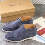 Замшевые лоферы с меховой стелькой Loro Piana Open Walk - Blue