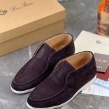 Замшевые лоферы с меховой стелькой Loro Piana Open Walk - Brown