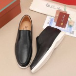 Кожаные лоферы с меховой стелькой Loro Piana Open Walk - Black