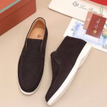 Замшевые лоферы с меховой стелькой Loro Piana Open Walk - Brown