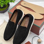 Замшевые лоферы Loro Piana Summer Walk - Black