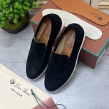 Замшевые лоферы Loro Piana Summer Walk - Black / White