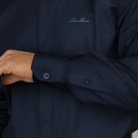 Мужская тёмно-синяя рубашка Loro Piana logo-embroidered