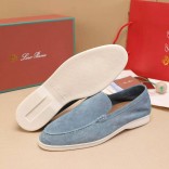 Мужские замшевые лоферы Loro Piana Summer Walk - Blue