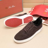 Кроссовки с мехом Loro Piana Newport Walk - Brown