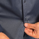 Мужская тёмно-синяя рубашка Loro Piana logo-embroidered