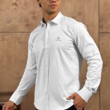 Мужская белая рубашка Loro Piana logo-embroidered