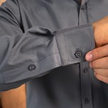 Мужская серая рубашка Loro Piana logo-embroidered