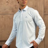 Мужская голубая рубашка Loro Piana logo-embroidered