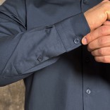 Мужская рубашка Loro Piana logo-embroidered - Navy