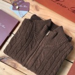 Кашемировый свитер Loro Piana Premium zip-neck - Brown