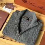 Кашемировый свитер Loro Piana Premium zip-neck - Dark Grey