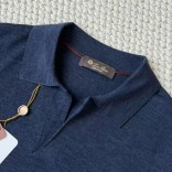 Поло с длинным рукавом Loro Piana Premium - Flower Hide Blue