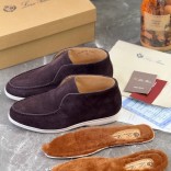 Замшевые лоферы с меховой стелькой Loro Piana Open Walk - Brown