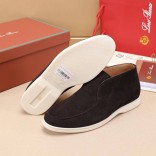 Замшевые лоферы с меховой стелькой Loro Piana Open Walk - Brown