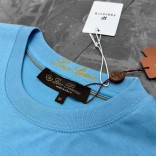 Футболка голубого цвета Loro Piana logo-embroidered