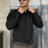 Мужская чёрная рубашка Loro Piana logo-embroidered