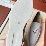 Женские замшевые лоферы Loro Piana Open Walk Premium - Grey