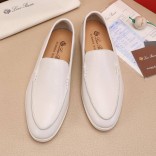 Мужские кожаные лоферы Loro Piana Summer Walk - White