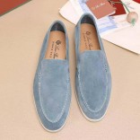 Мужские замшевые лоферы Loro Piana Summer Walk - Blue