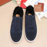 Кроссовки с мехом Loro Piana Newport Walk - Navy