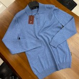 Поло с длинным рукавом Loro Piana голубого цвета