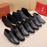 Замшевые лоферы с мехом Loro Piana Open Walk - Navy