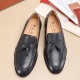 Кожаные лоферы Loro Piana tassel - Navy