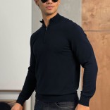 Тёмно-синий джемпер Loro Piana Zip Neck