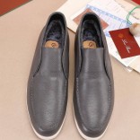 Кожаные лоферы с мехом Loro Piana Open Walk - Grey