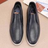 Кожаные лоферы с мехом Loro Piana Open Walk - Navy