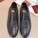 Кожаные лоферы с мехом Loro Piana Open Walk - Navy