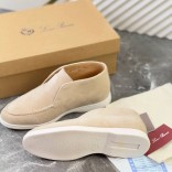 Замшевые лоферы с меховой стелькой Loro Piana Open Walk - Beige