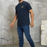 Футболка синего цвета Loro Piana logo-embroidered