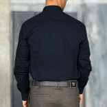 Мужская тёмно-синяя рубашка Loro Piana logo-embroidered