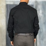 Мужская чёрная рубашка Loro Piana logo-embroidered