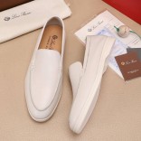 Мужские кожаные лоферы Loro Piana Summer Walk - White