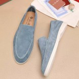 Мужские замшевые лоферы Loro Piana Summer Walk - Blue