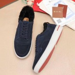 Кроссовки с мехом Loro Piana Newport Walk - Navy