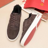 Кроссовки с мехом Loro Piana Newport Walk - Brown