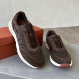 Замшевые кроссовки Loro Piana Week End Walk - Brown