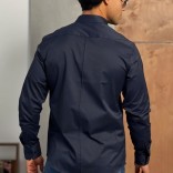 Мужская тёмно-синяя рубашка Loro Piana logo-embroidered